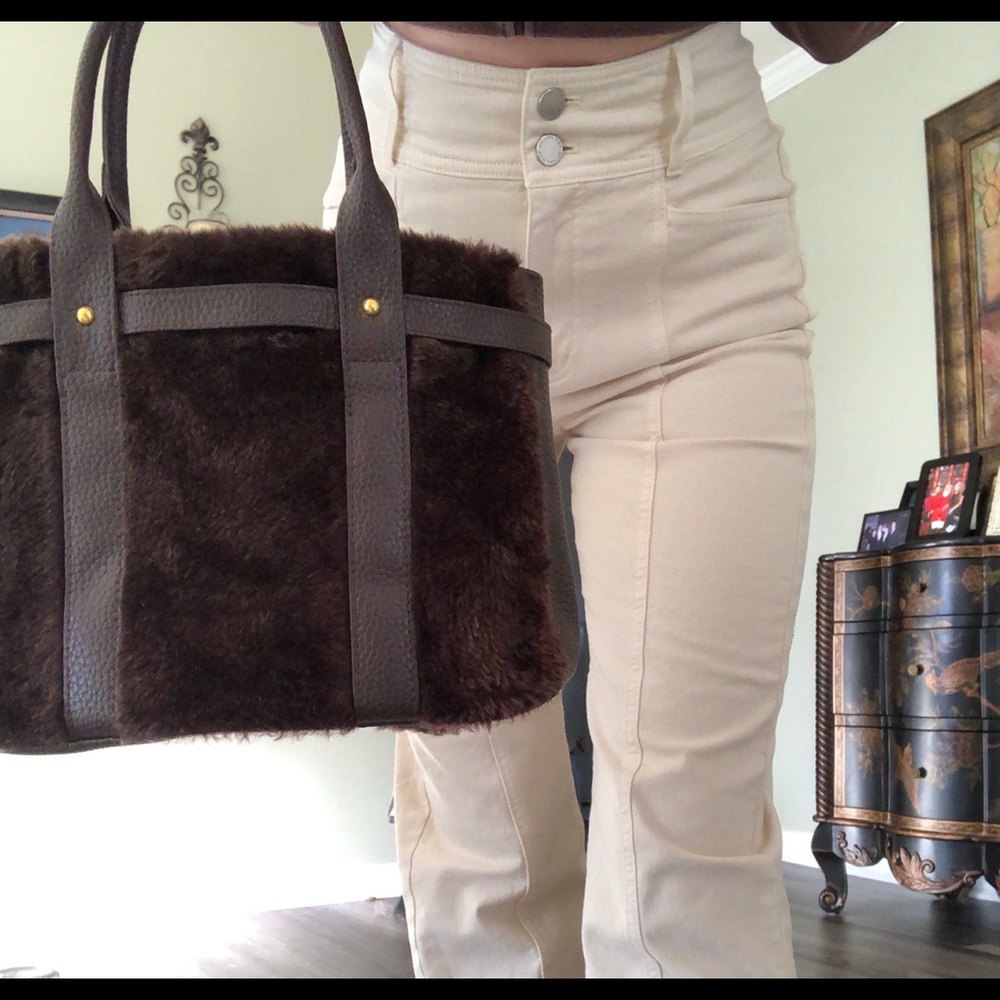 Fluffy brown handbag